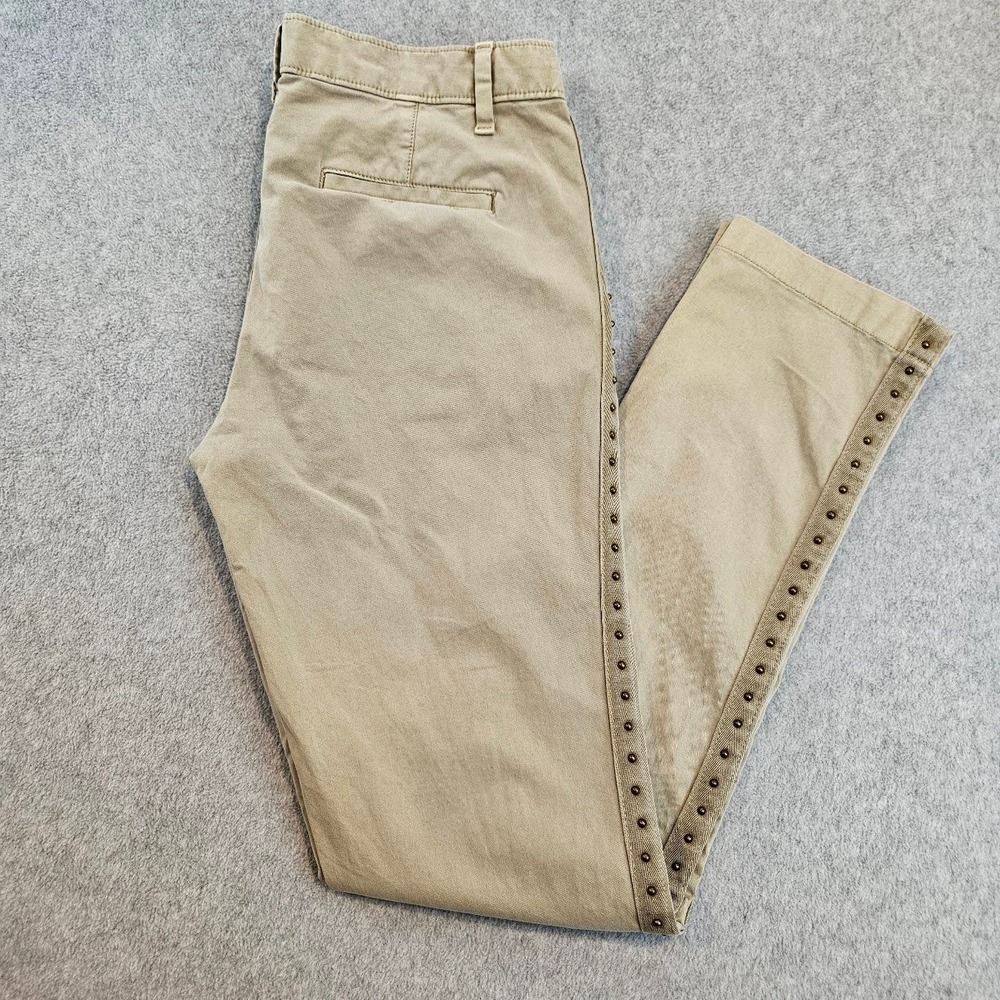 Gap Girlfriend Chino Pants Womens 6 Tall Khaki Studded Side Stripe 905501-01